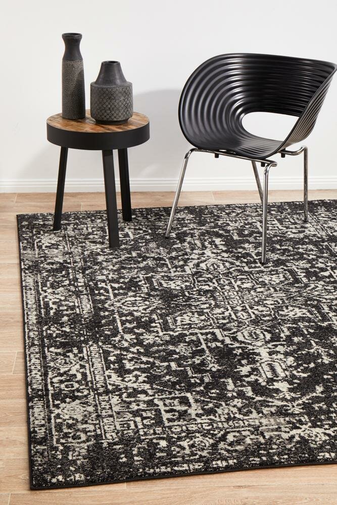 Rug Culture Evoke Large Power Loomed Rug 290x200cm - Charcoal Polypropylene - Jute Weft - EVO253CHAR290X200