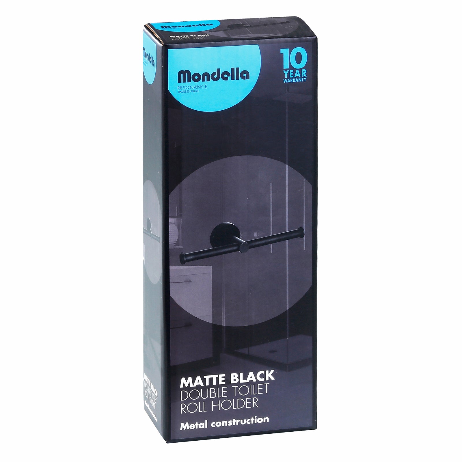 Mondella Resonance Matte Black Double Toilet Roll Holder 245 x 54 x 80mm