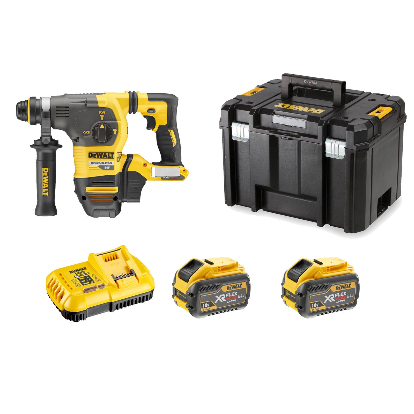 DeWALT 54V 9.0Ah Flexvolt SDS Plus 3 Mode Rotary Hammer Drill Kit DCH333X2-XE