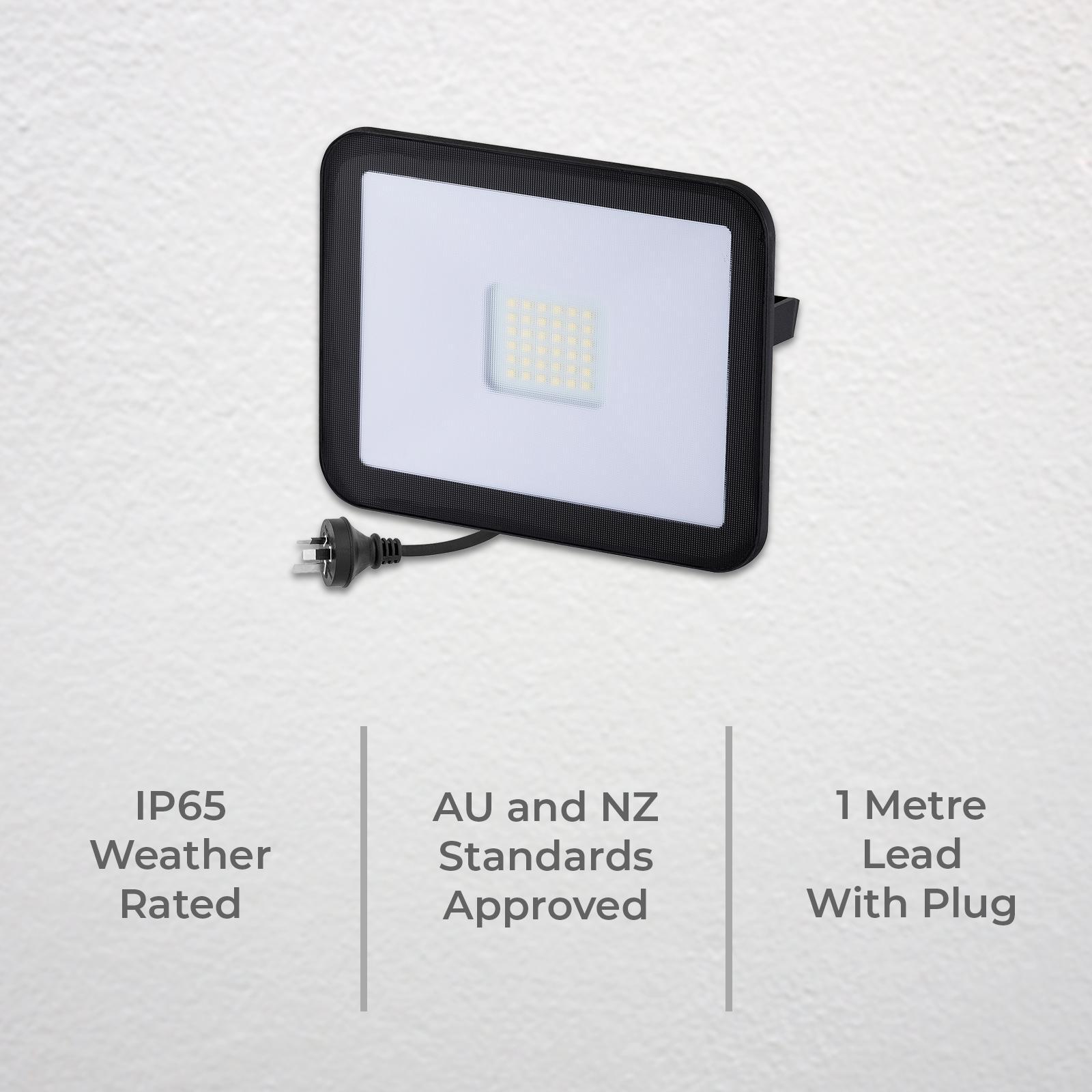 Deta 36W LED Slim Profile Security Floodlight 3400lm Black DET830