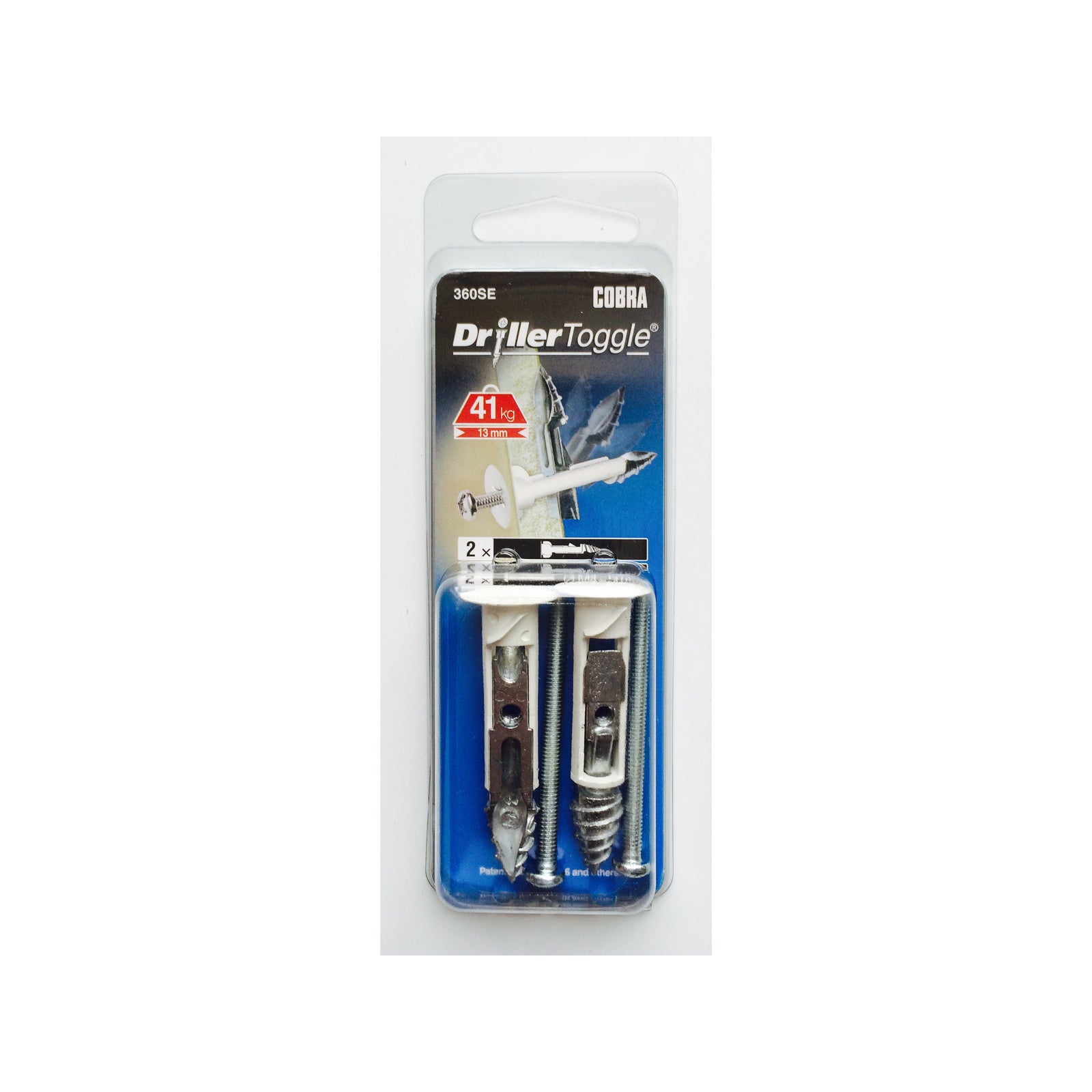 Cobra 4 x 50mm Driller Toggle Anchor Screws Steel 2 Pack