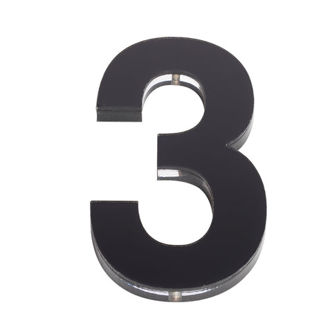 Sandleford 120mm Black Acrylic House Number 3 - Gloss, Weather Resistant