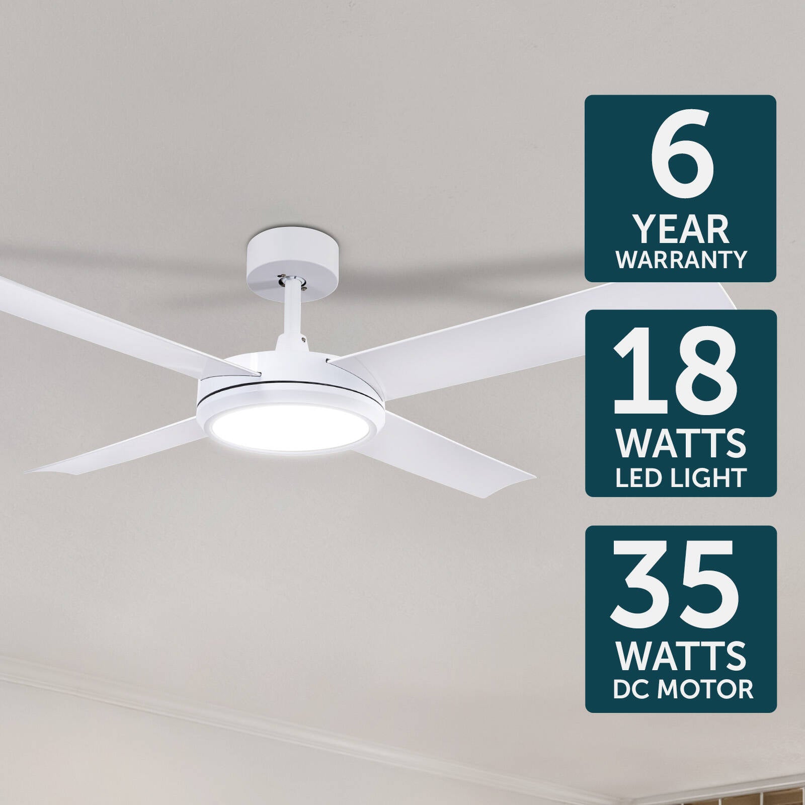 Brilliant Lighting 52" White LED CCT Inaya DC Ceiling Fan with Light & Remote 22700/05