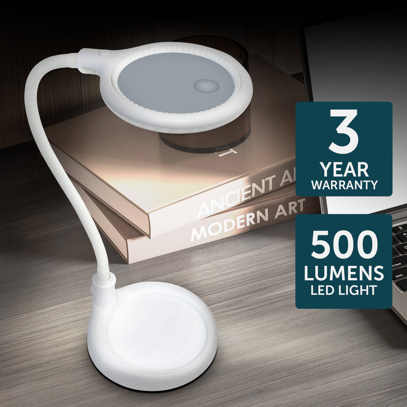 Brilliant Magoo 6W White Magnifier Clamp & Desk Lamp with Adjustable Head 20825/05