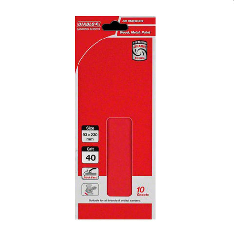 Diablo 93 x 230mm 40 Grit Abrasive Orbital Sanding Sheets - 10 Pack