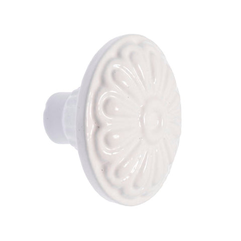 Lane White Round Flow Knob - 37.09mm - Matte White - Iron - 1 Pack - SuperSaverAU - view 1