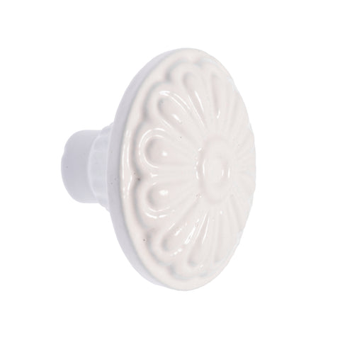 Lane 37mm Matte White Round Iron Flow Knob
