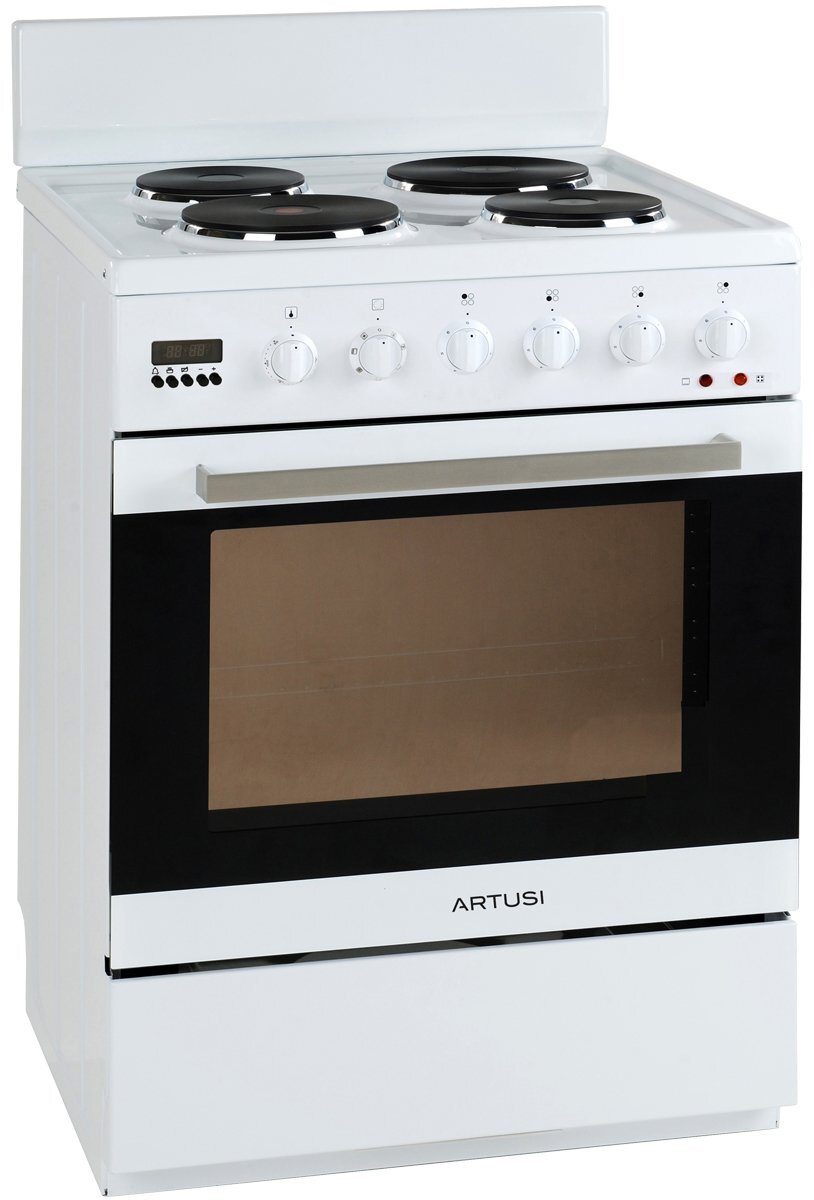 Artusi 60cm Electric Freestanding Oven - 65L, 7 Functions, Solid Hotplates, Storage Drawer - AFE607W