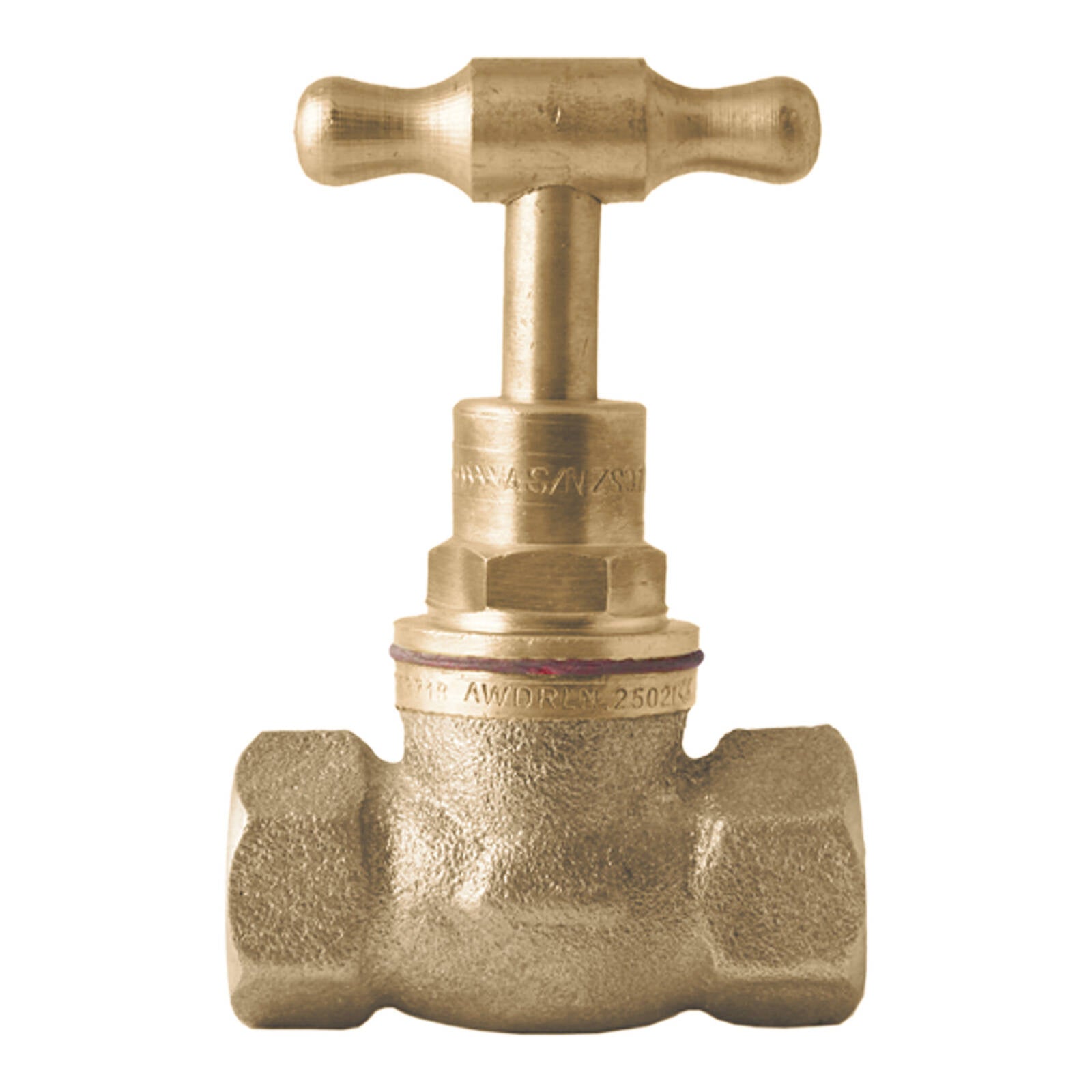 Kinetic 15mm Brass Female T-Head Stop Cock, Lead Free Brass, Hot & Cold Water