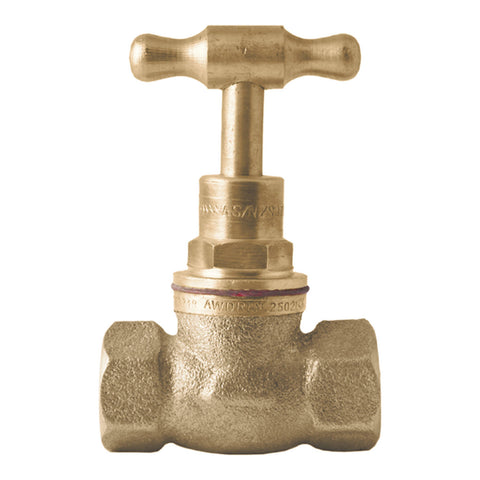 Kinetic 15mm Brass Female T-Head Stop Cock, Lead Free Brass, Hot & Cold Water