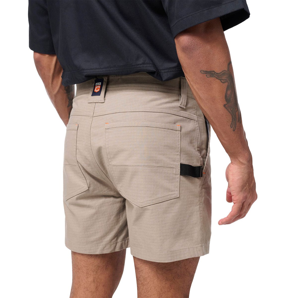 Citeco Men's Khaki Short Shorts - Stretch Ripstop 235gsm, Size 92R