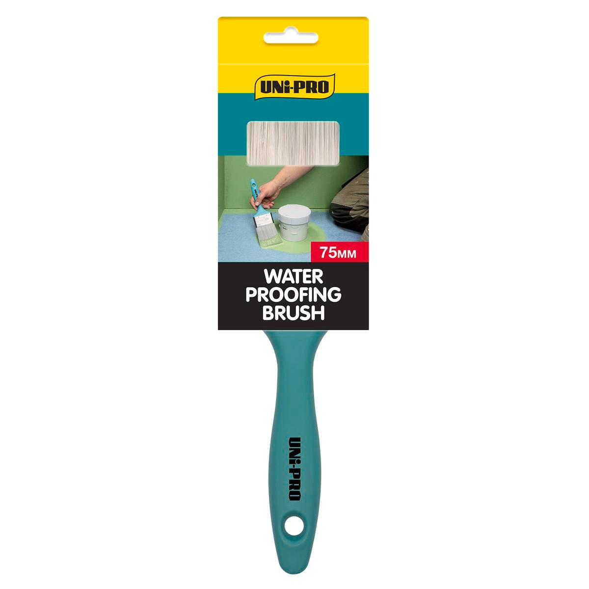 Uni-Pro 75mm Green Synthetic Filament Waterproofing Brush Solvent Resistant
