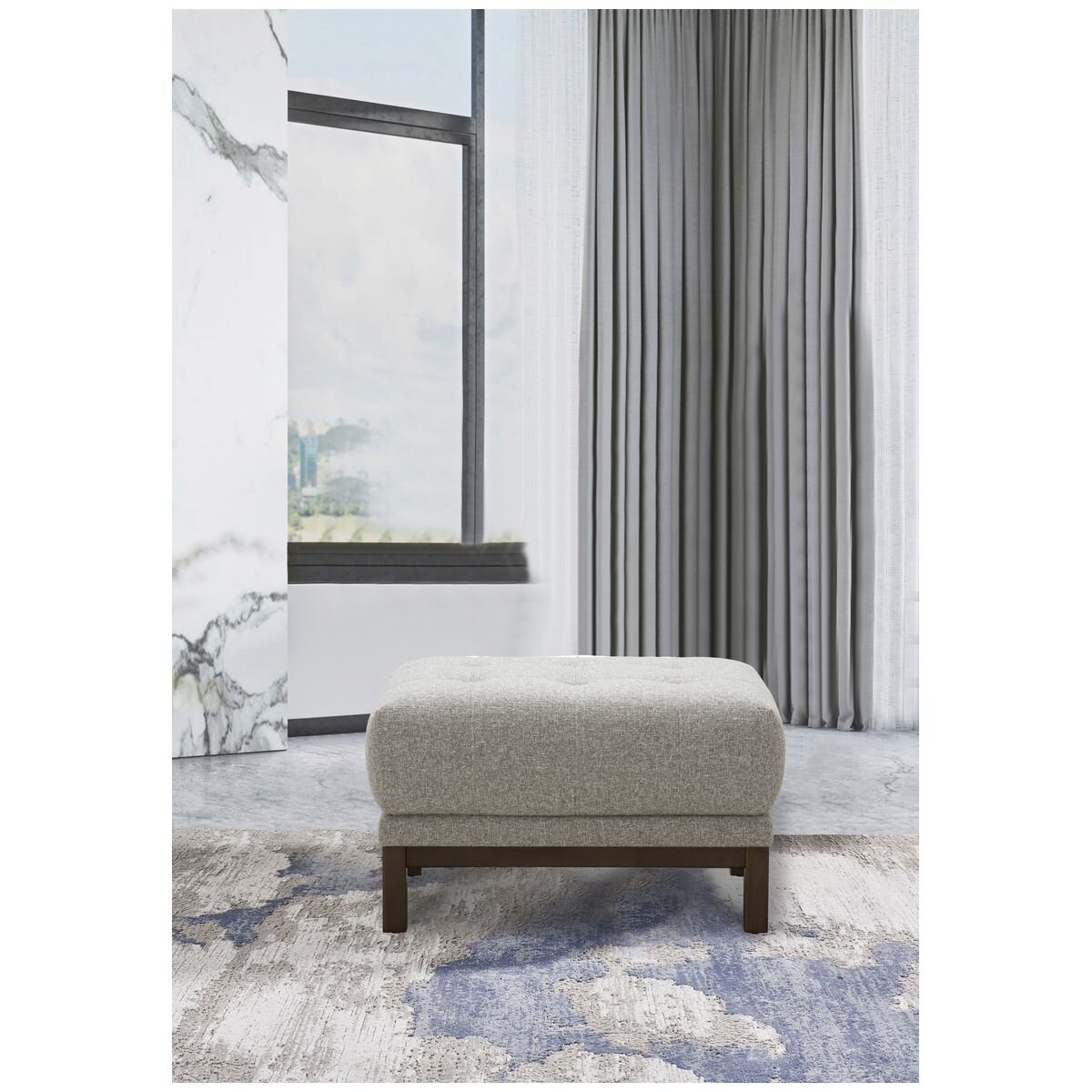 Ostro Furniture Freya ottoman - textured fabric, deep foam cushioning, rubberwood legs - 26007000