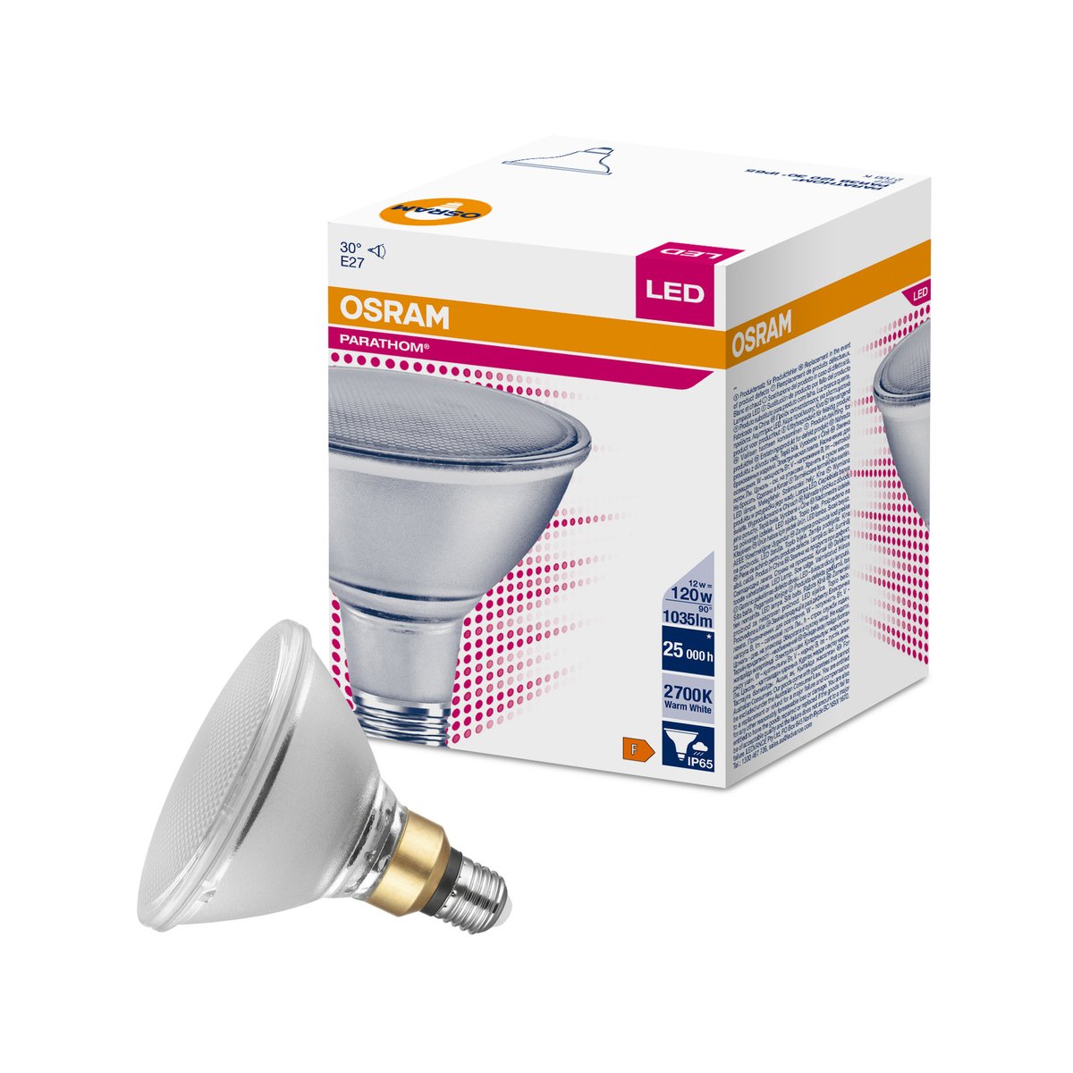 Osram 12W LED PAR38 Light Globe - 1035lm - Warm White - IP65 Rated - SuperSaverAU - view 1