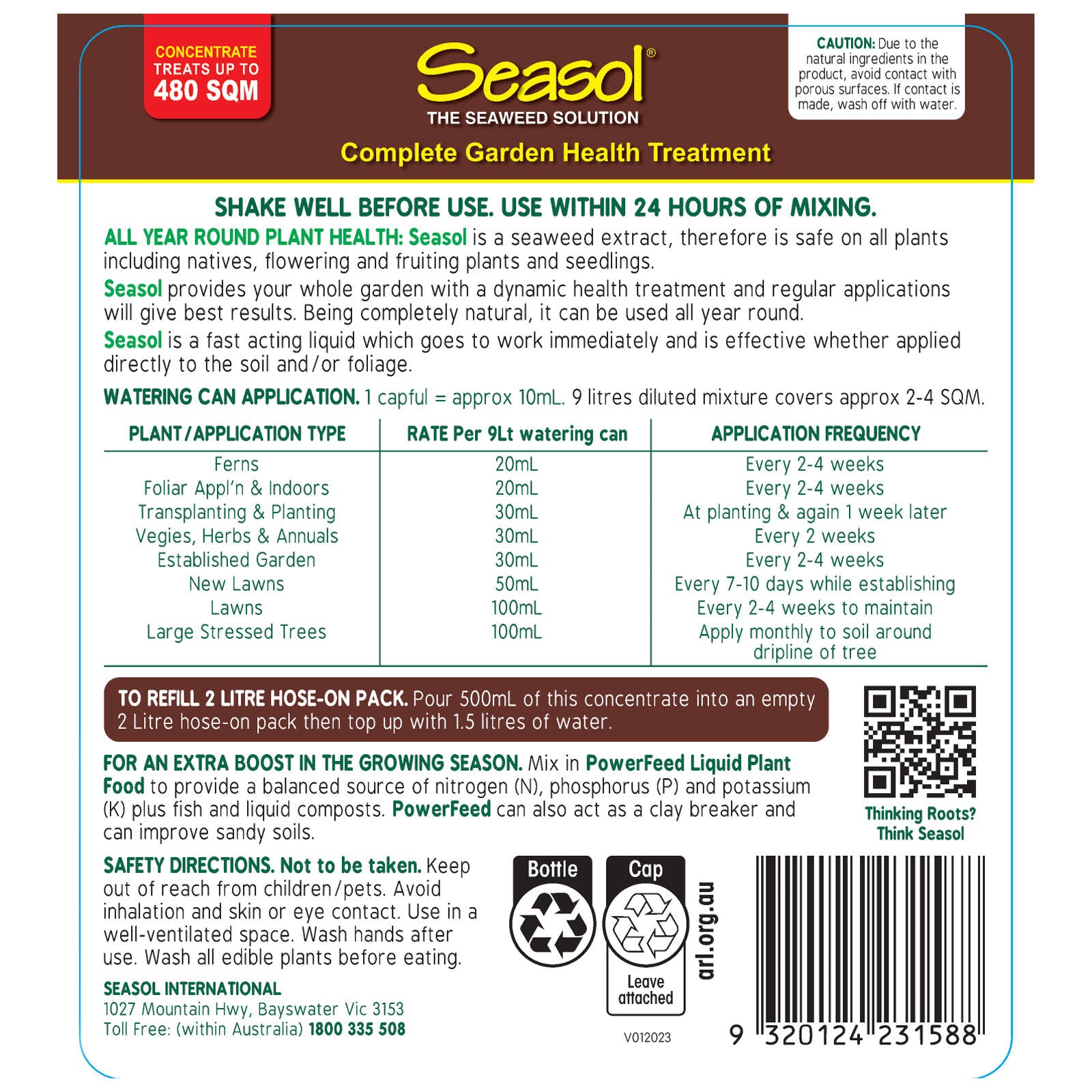 Seasol 2.4L Complete Garden Health Treatment Seaweed Tonic Concentrate