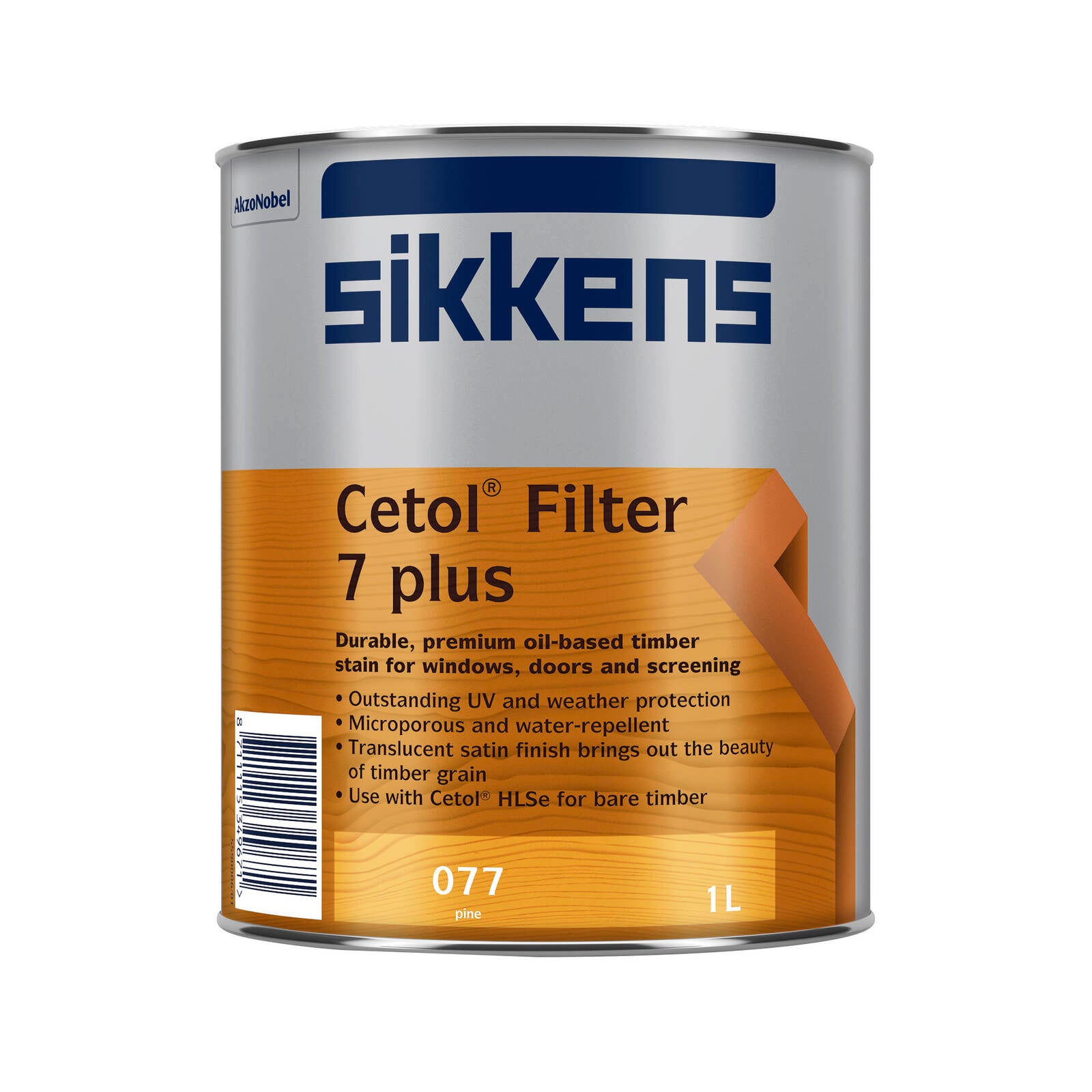 Sikkens Cetol Filter 7 Plus 1L Pine Oil-Based Timber Stain, UV Resistant, Waterproof Exterior Finish