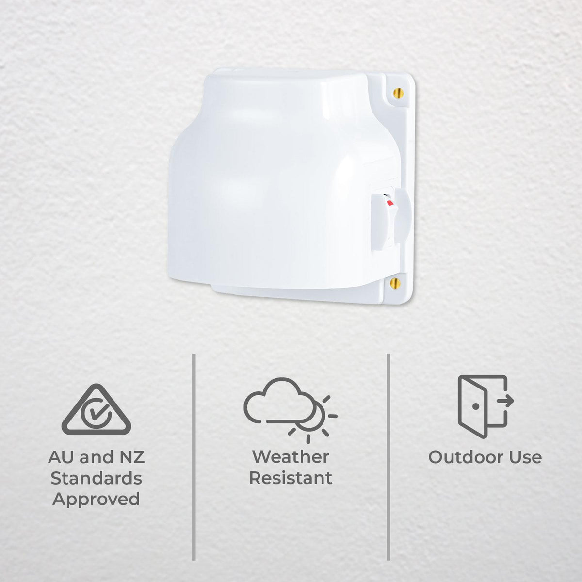 DETA Outdoor Single Power Point - White PVC Weatherproof 10A 240V with Removable Cover