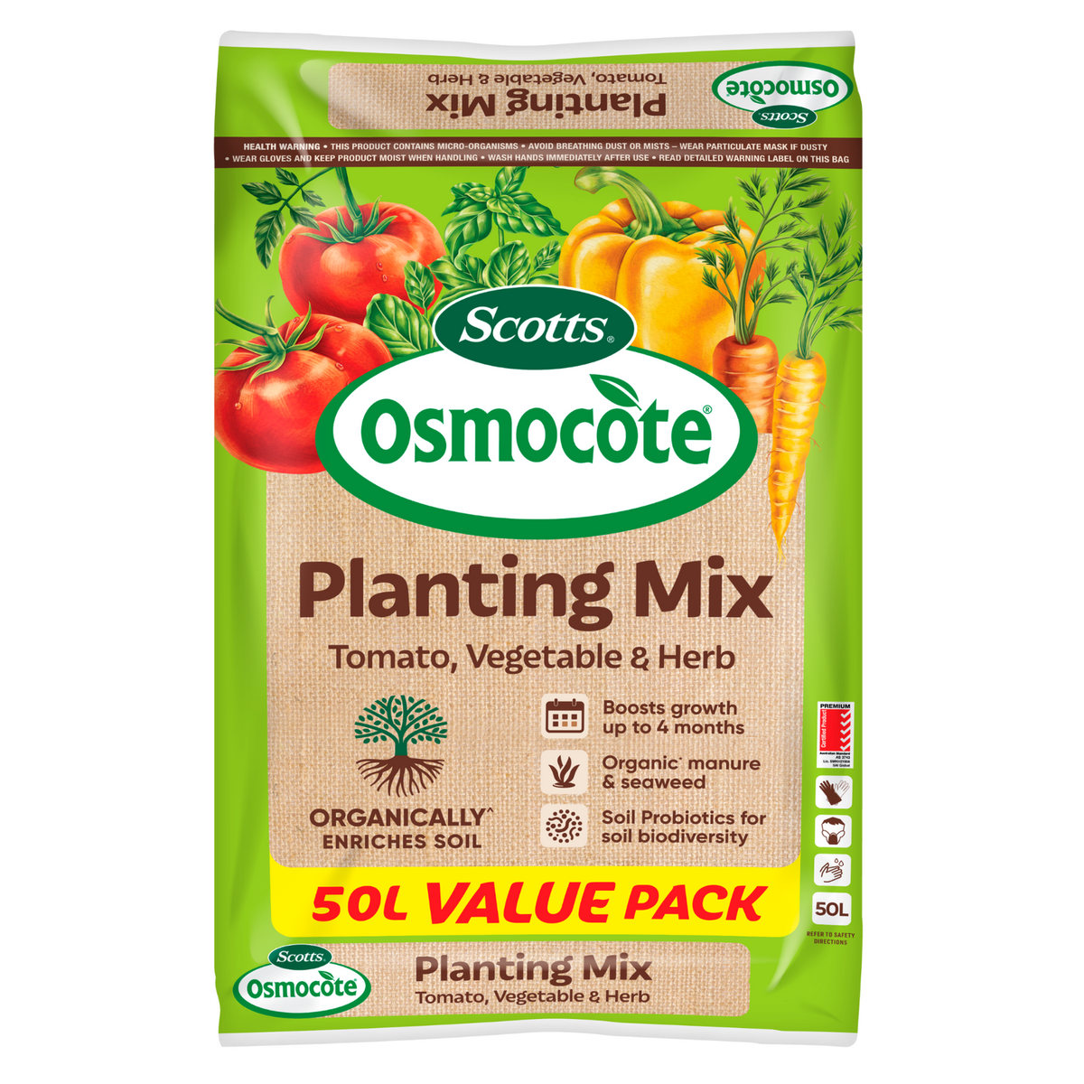 Scotts Osmocote Plus 50L Tomato Vegetable Herb Premium Planting Mix - SuperSaverAU - view 1