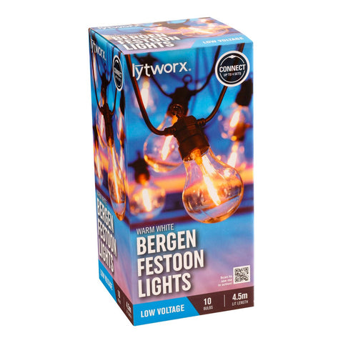 Lytworx 10 Pack Warm White Bergen Festoon Party Lights 4.5m - Indoor/Outdoor - SuperSaverAU - view 1