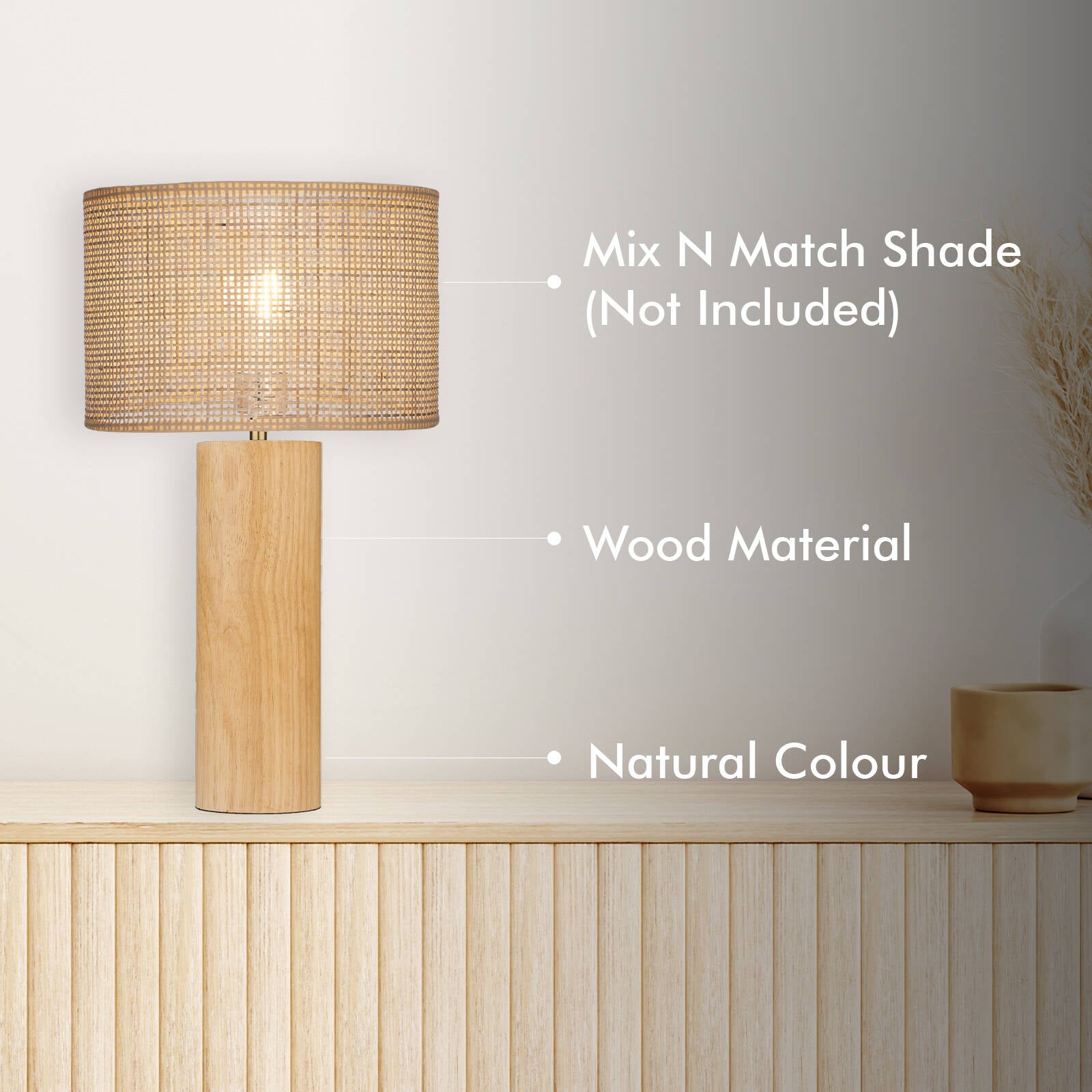 Verve Design Serena Wooden Lamp Base Natural E27 25W AM101