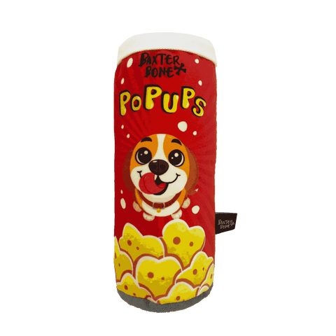 Baxter Bone Pop-Ups Chips Can Plush Dog Toy - Red, Squeaker & Crinkle
