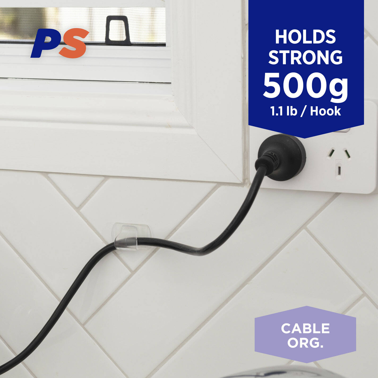 Permastik Large Clear Self-Adhesive Cord Clips - 6 Pack
