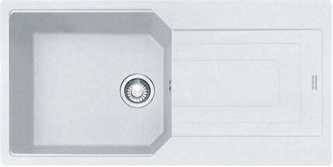 Franke Fragranite Single Bowl Topmount Sink - Polar White, 43L Bowl, Left or Right Drainer - UBG611-100PW