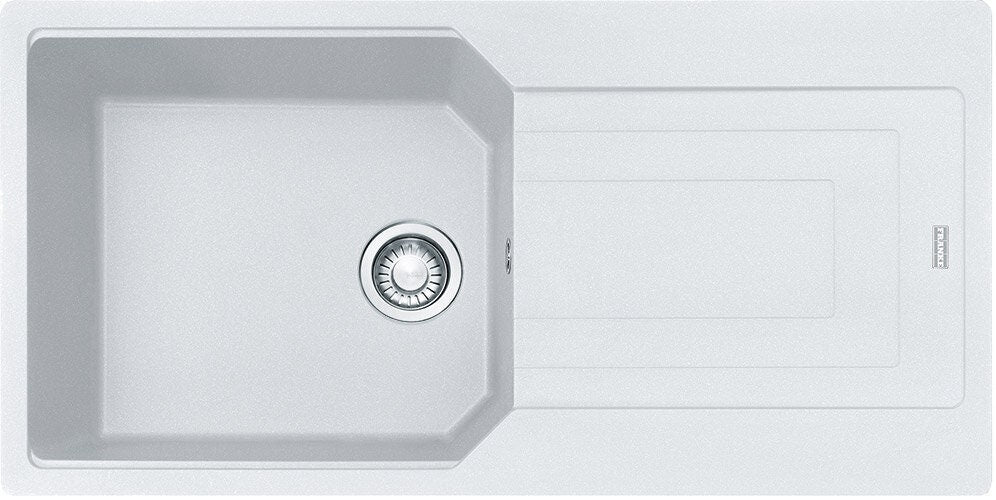 Franke Fragranite Single Bowl Topmount Sink - Polar White, 43L Bowl, Left or Right Drainer - UBG611-100PW