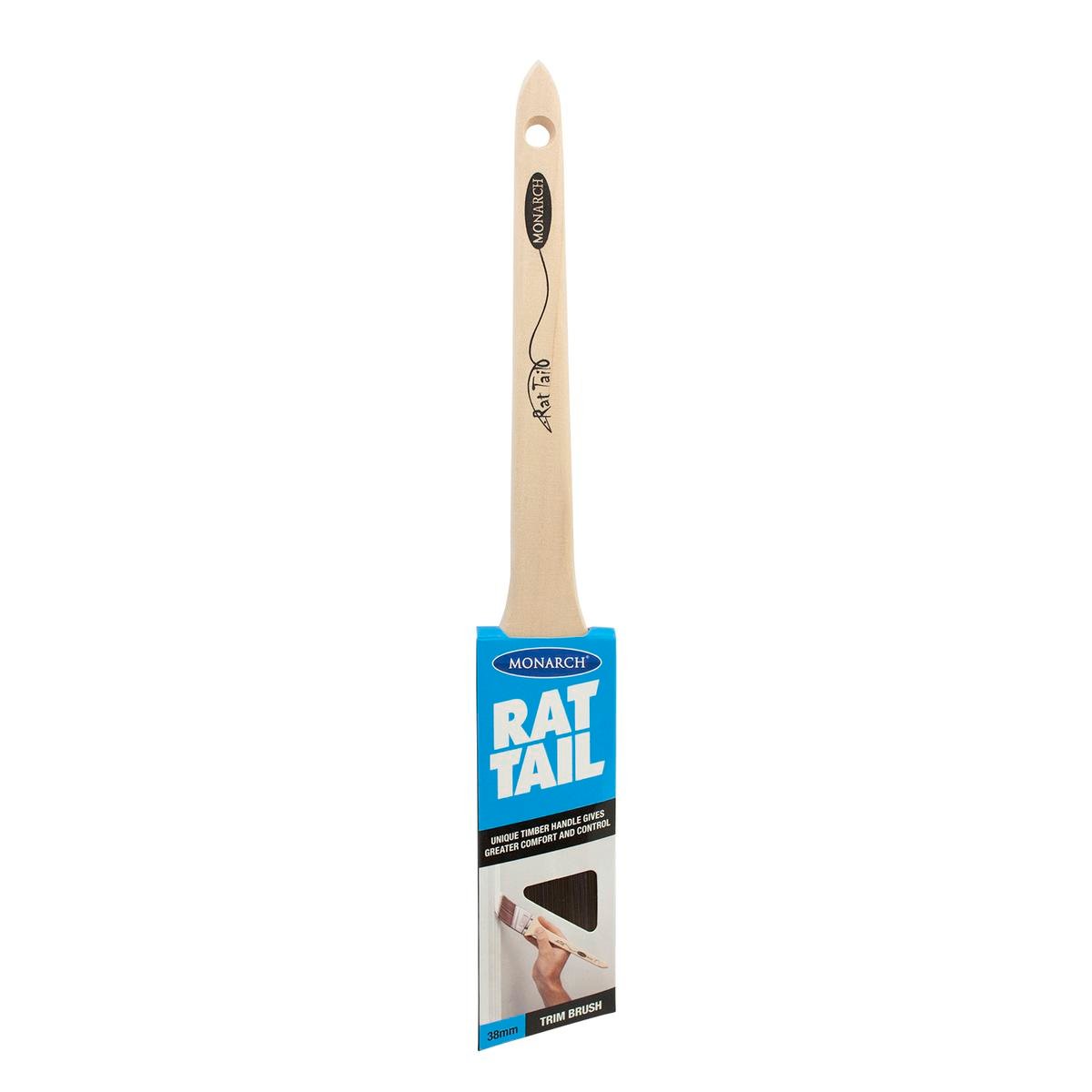 Monarch 38mm Rat Tail Trim Paint Brush - Synthetic - Long Handle - Durable - SuperSaverAU - view 1