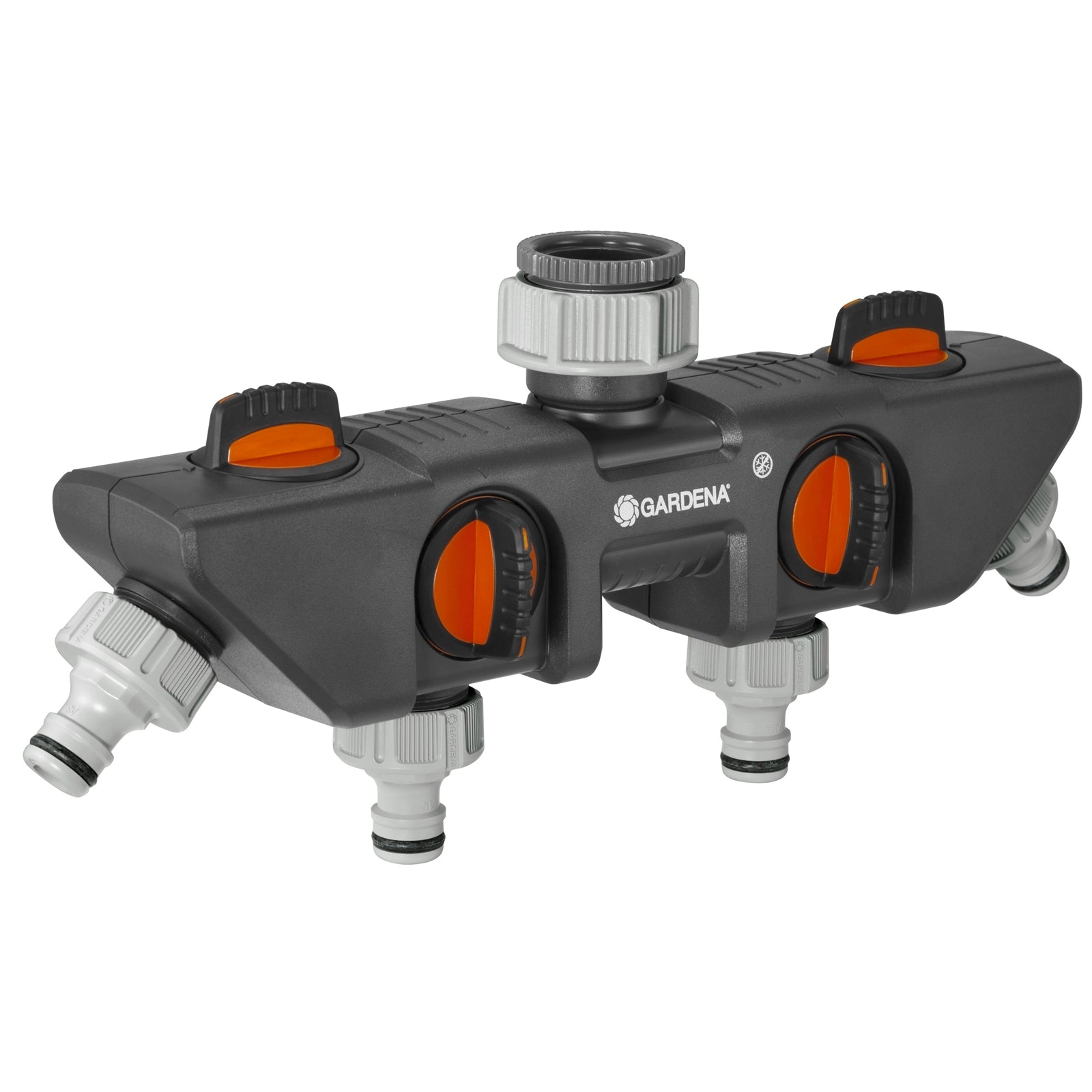 GARDENA 4 Channel Water Distributor - Connect Up to Four Hoses, Suits 1" & 3/4" Tap