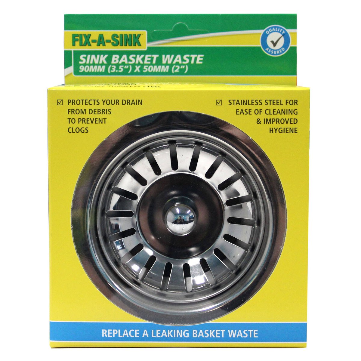 Fix a Sink Standard Stainless Steel Waste Sink Basket - 90mm x 50mm - Silver - Durable & Easy to Clean - SuperSaverAU - view 2
