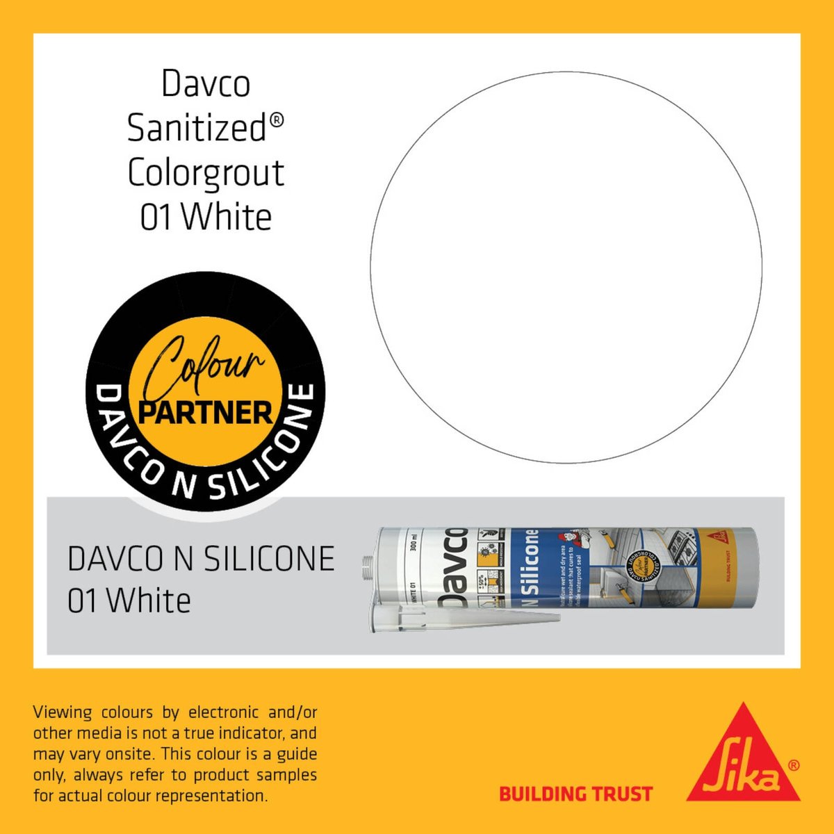 Davco 5kg White #01 Sanitized Colorgrout - Cement Based, Mould Resistant, Wall & Floor