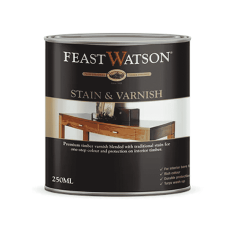 Feast Watson Stain & Varnish Gloss Rich Jarrah 250ml - Oil Based Stain and Clear Polyurethane in One