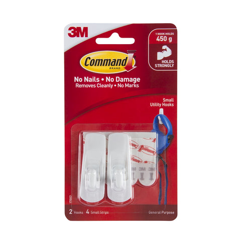 Command Small White Adhesive Hooks, 2 Pack