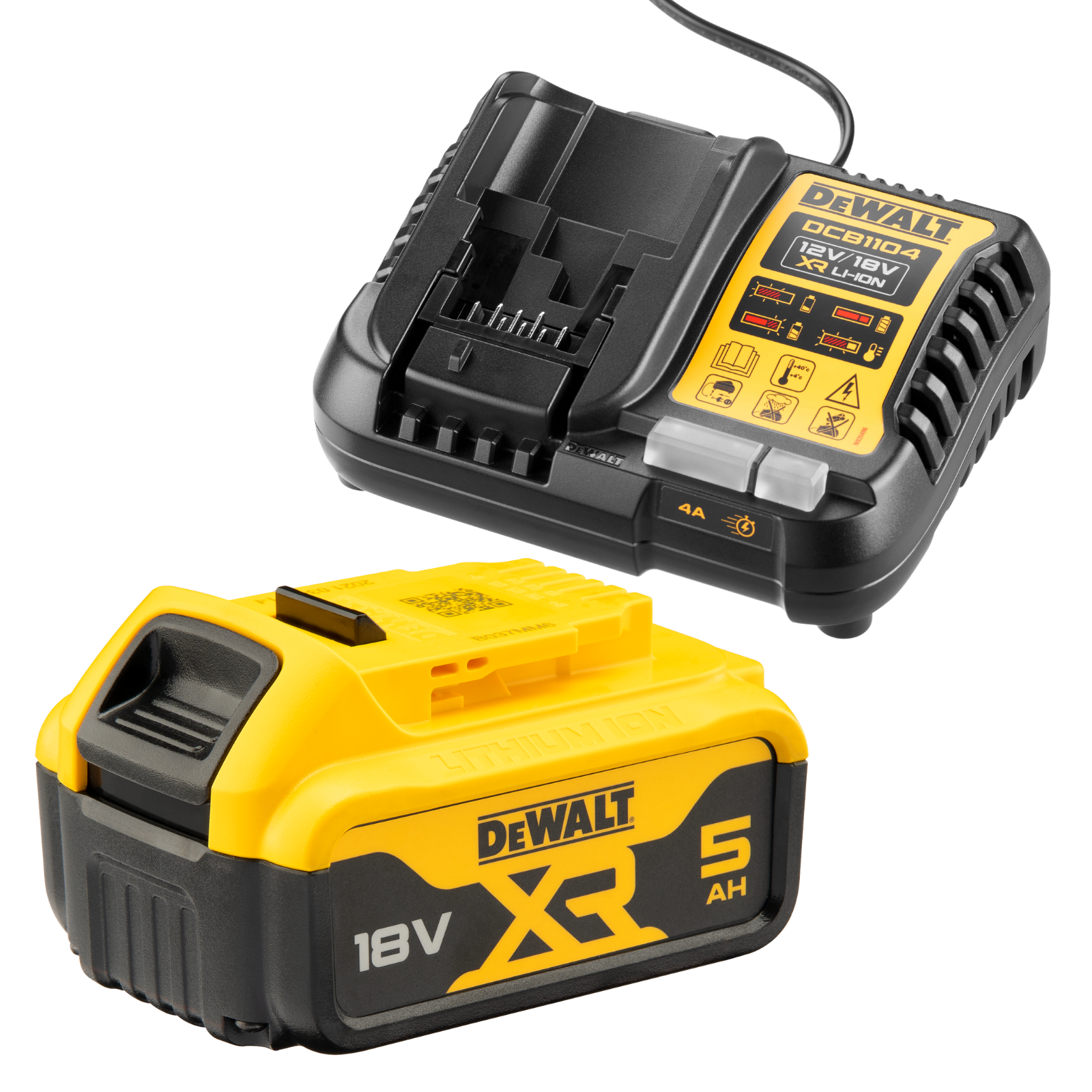 DeWALT 18V XR 5.0Ah Battery and Charger Starter Kit DCB1104P1-XE