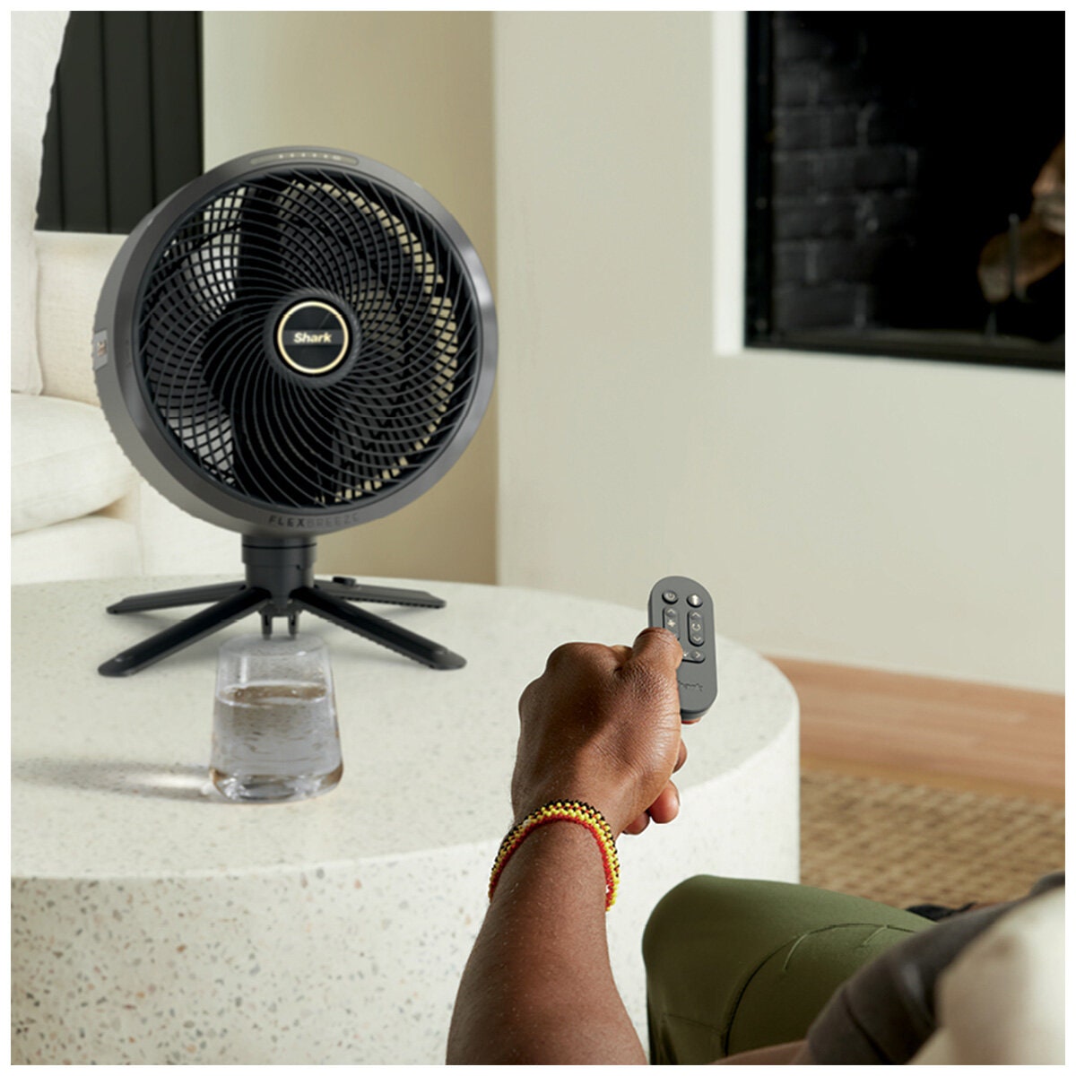 Shark FlexBreeze pedestal fan with misting attachment - Black - 5 speeds - corded or cordless - FA225
