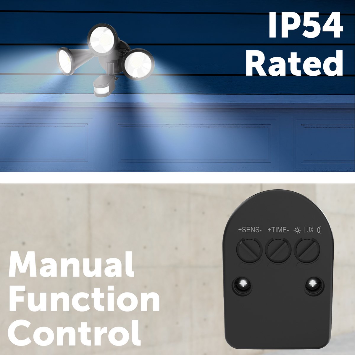 Arlec 30W Triple Head LED Security Flood Light, PIR Motion Sensor, Dusk to Dawn, Outdoor MAL296