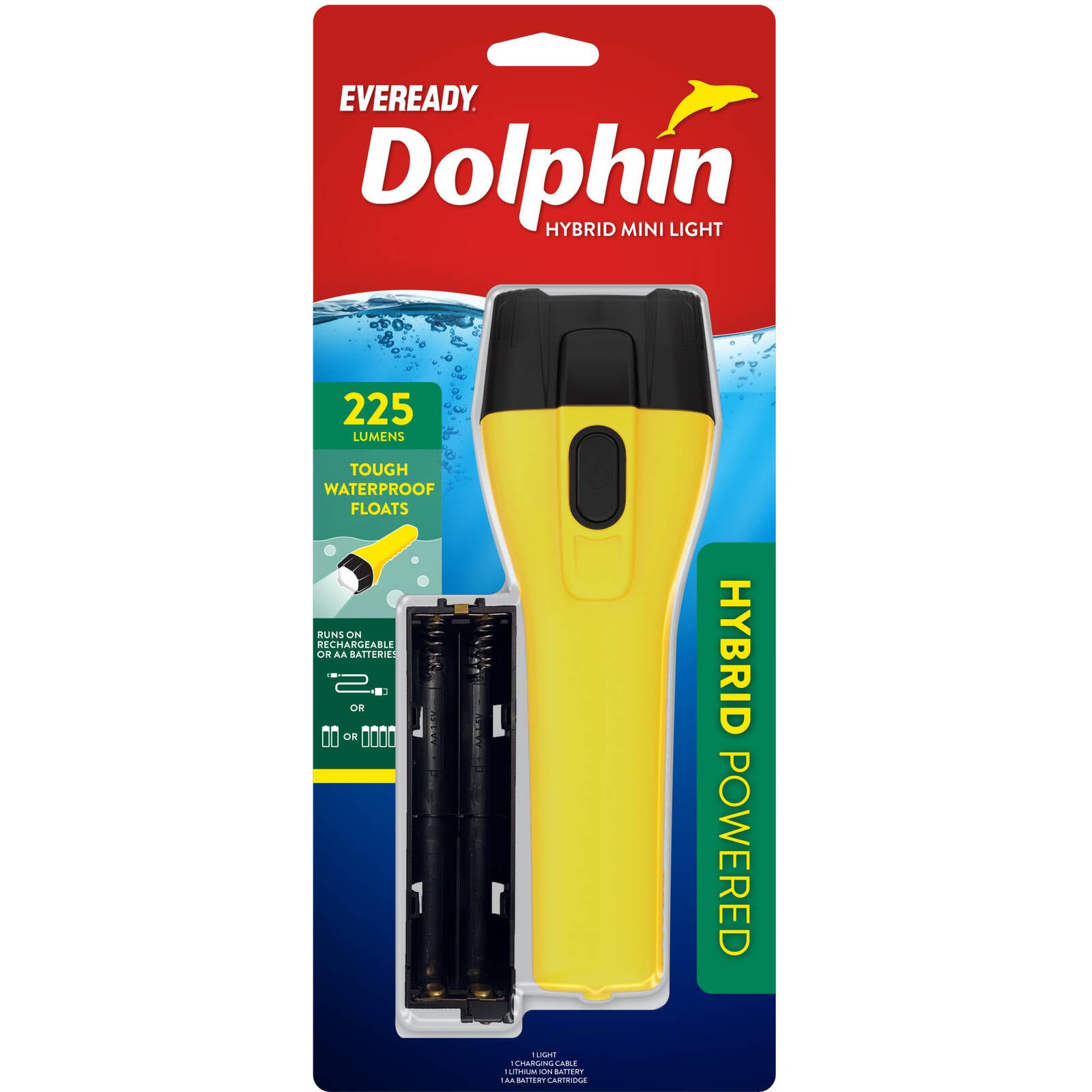 Eveready Dolphin Hybrid Rechargeable Floating LED Flashlight 225 Lumen YLHH41