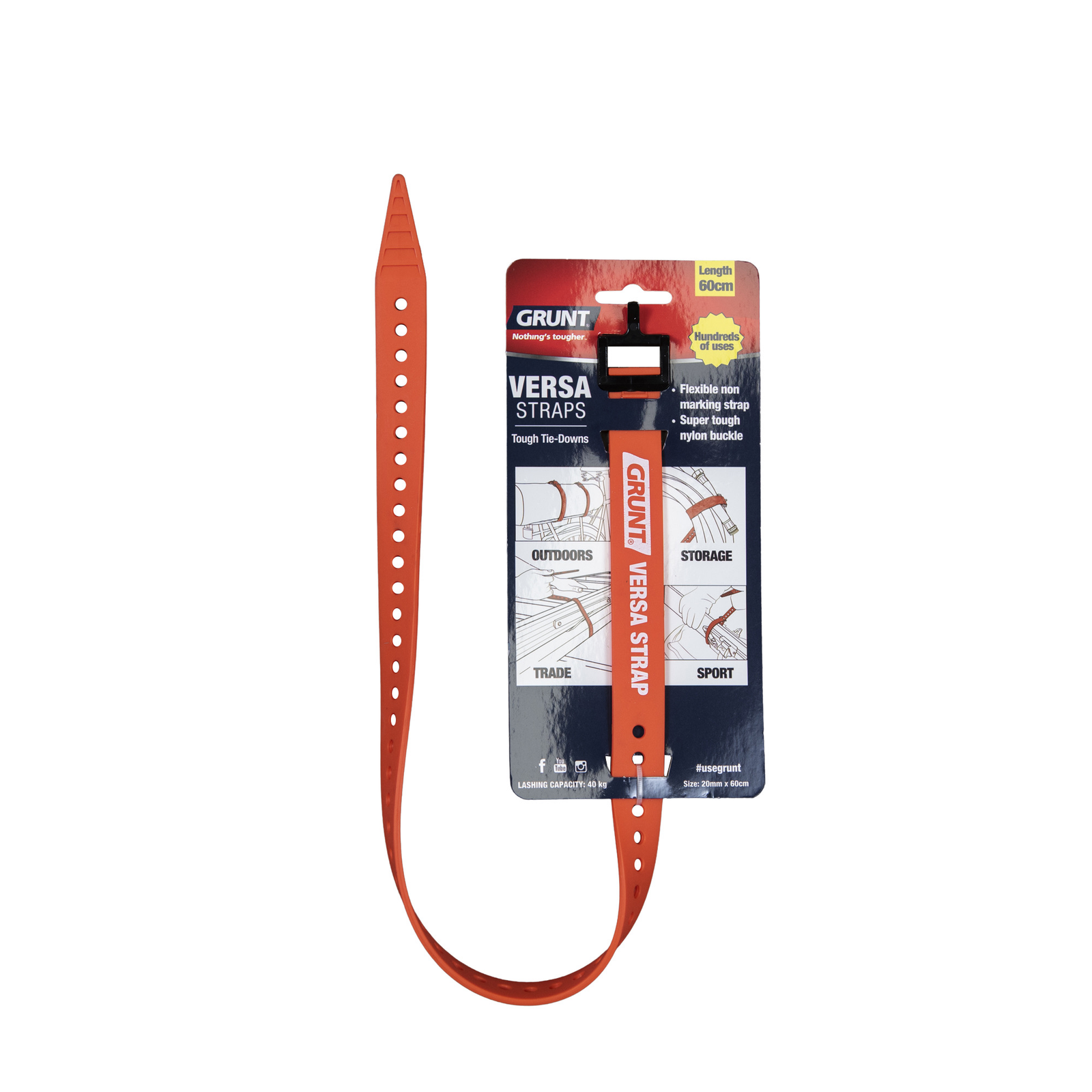 Grunt 20mm x 60cm Orange Thermoplastic Versa Strap