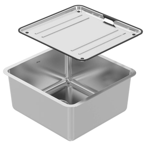 Abey Lago Single Bowl Undermount Sink - 30L, Stainless Steel, Removable Drain Tray - NL100