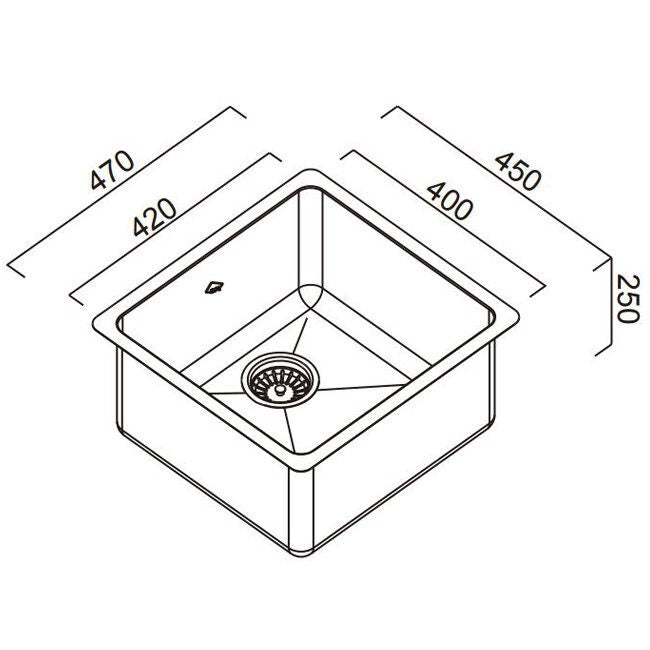 Abey 45L single bowl inset stainless steel laundry tub with overflow - no drainer - LT120B