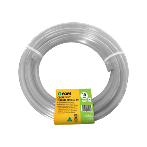 Pope 19mm x 5m Clear Vinyl Tubing - Flexible PVC Hose for Indoor & Outdoor