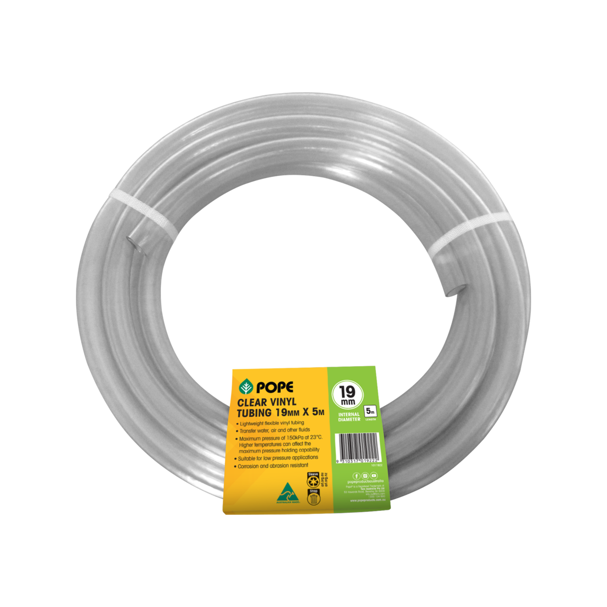 Pope 19mm x 5m Clear Vinyl Tubing - Flexible PVC Hose for Indoor & Outdoor