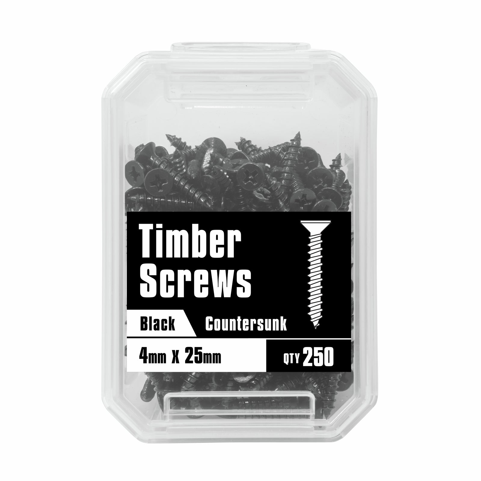 Pinnacle 4 x 25mm Black Countersunk Timber Screw 250 Pack