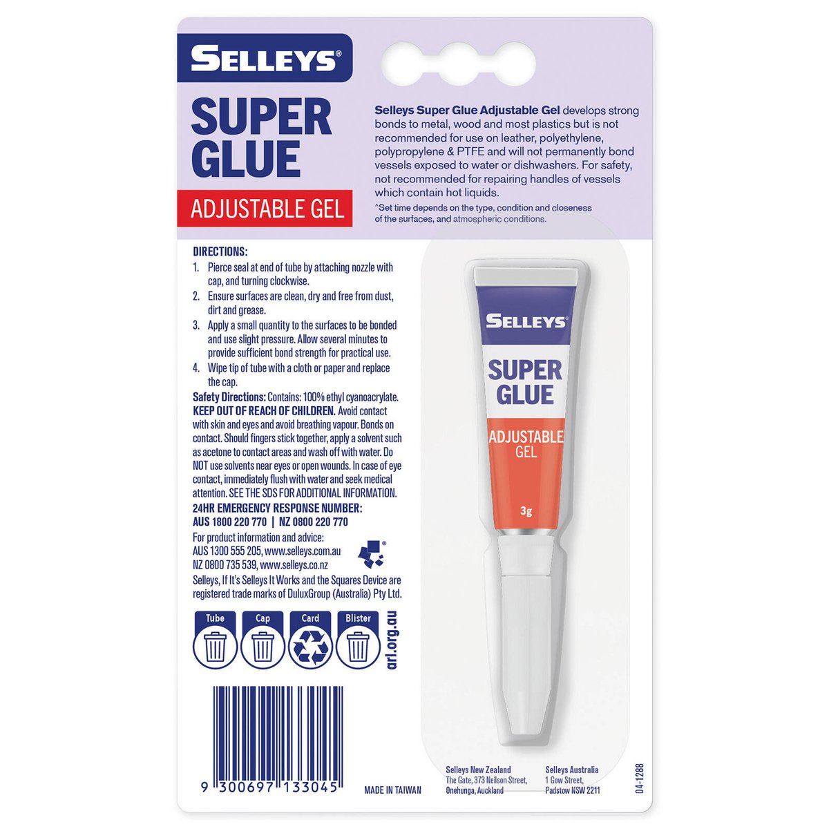 Selleys 3g Super Glue Adjustable Gel - 30 Seconds Bonding - 14mm x 160mm - SuperSaverAU - view 2