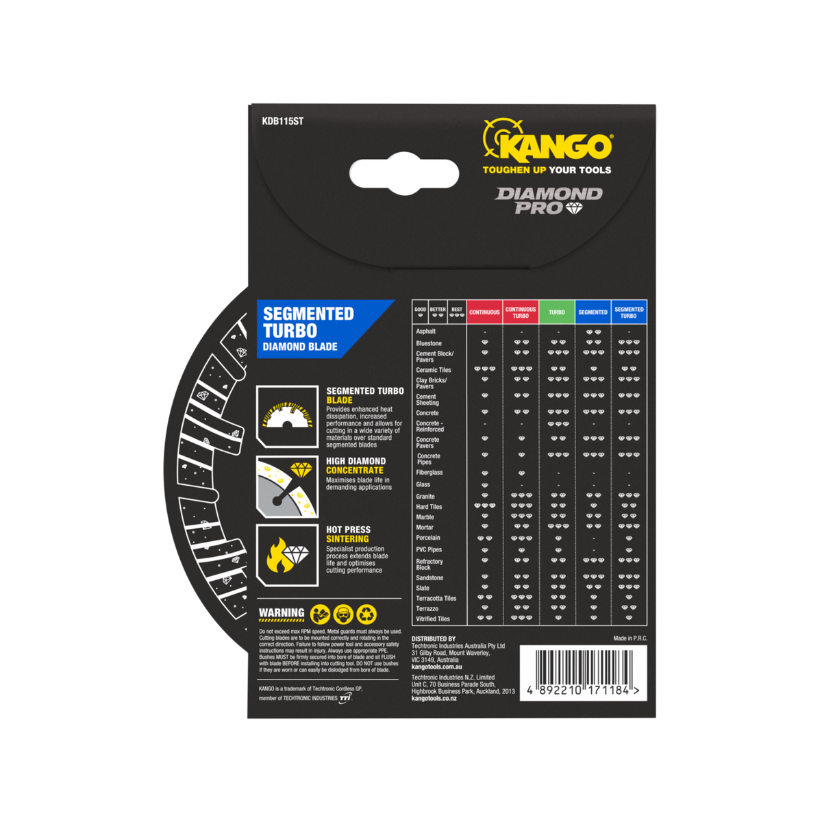 Kango 115mm Segmented Turbo Diamond Saw Blade KDB115ST