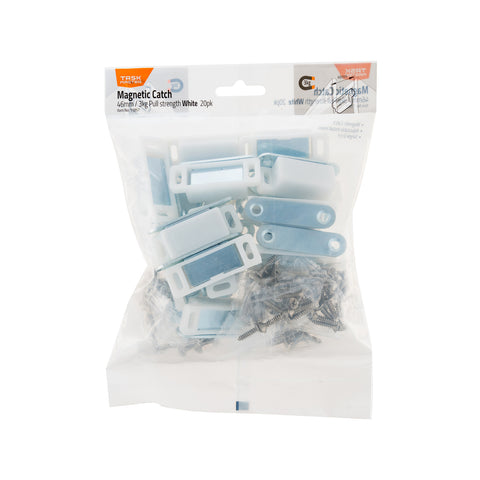 Taskmaster 46mm White Magnetic Door Catches Plastic 20 Pack