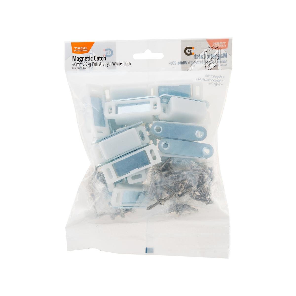 Taskmaster 46mm White Magnetic Door Catches Plastic 20 Pack