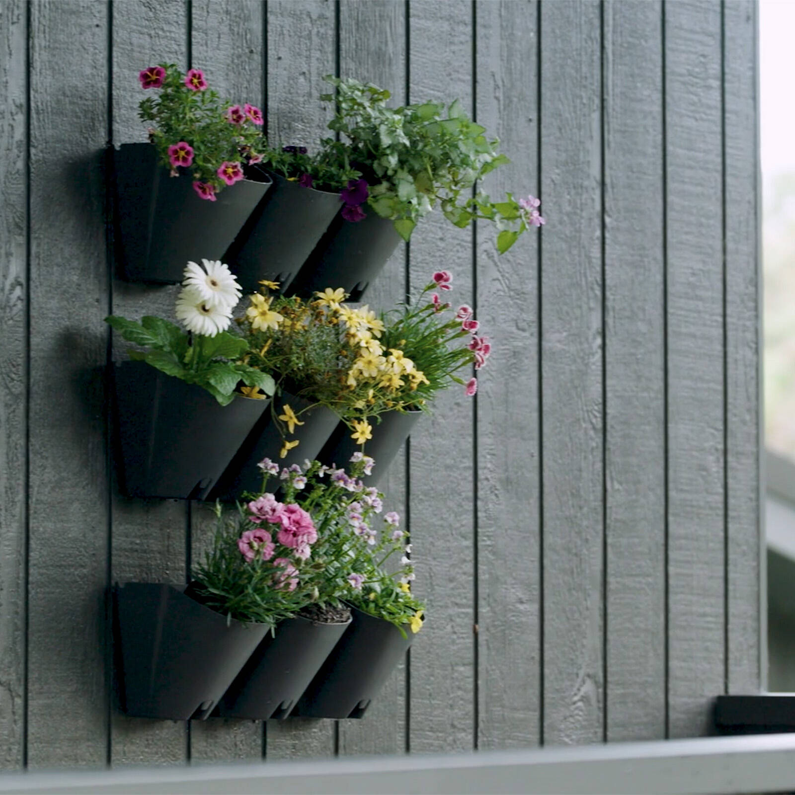 Jack Garden Up Vertical Wall Stacker 3 Pot - Charcoal Weather Resistant
