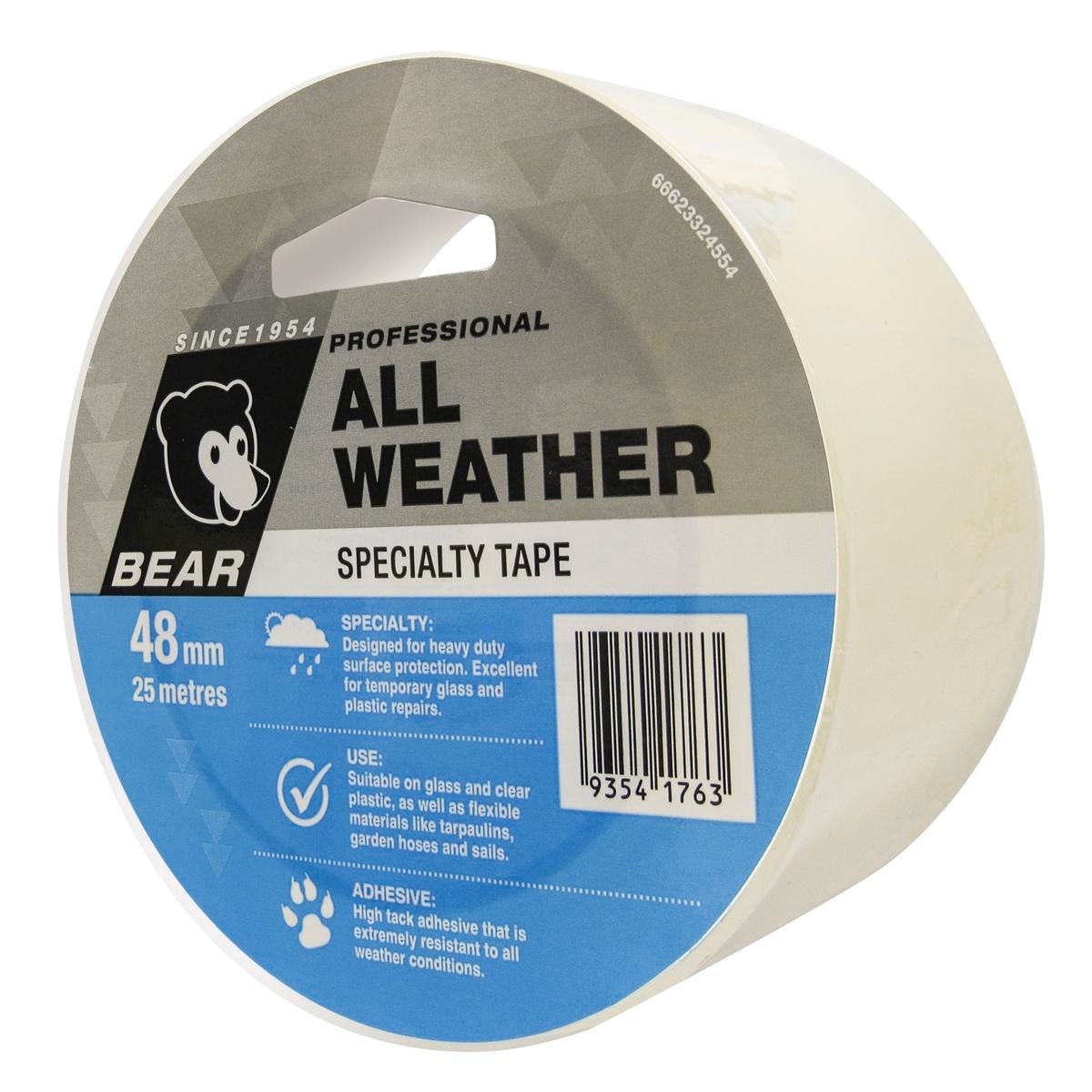 Bear Clear All Weather Tape 48mm x 25m Polypropylene Moisture Resistant